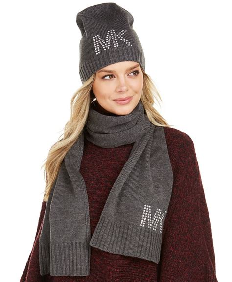 michael kors cable knit studded scarf|Michael Kors hats for women.